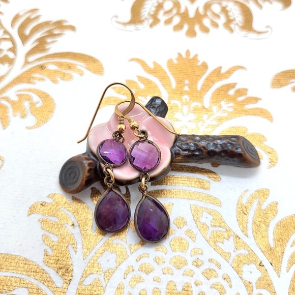 Kblossoms Jewelry - Purple amethyst gold filled dangle earrings NWT